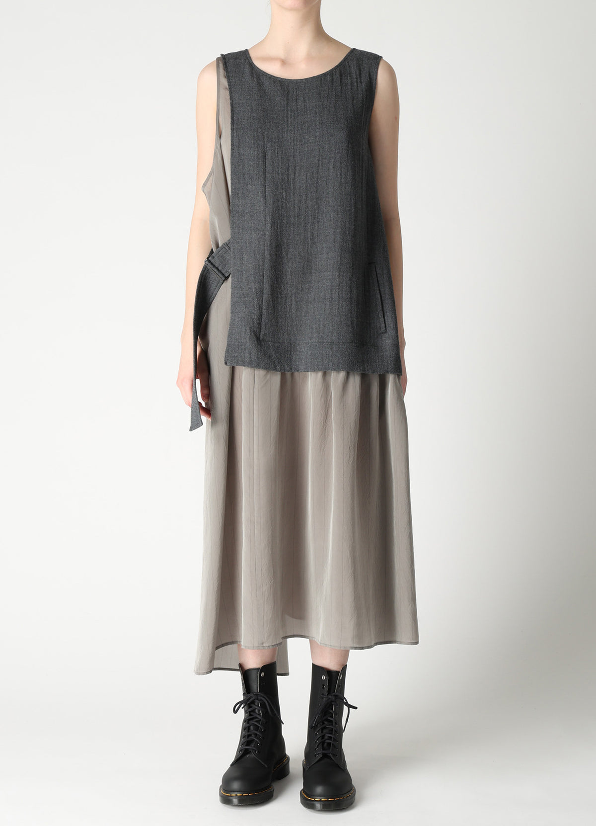 WOOL VIYELLA COMBINATION SLEEVELESS DRESS