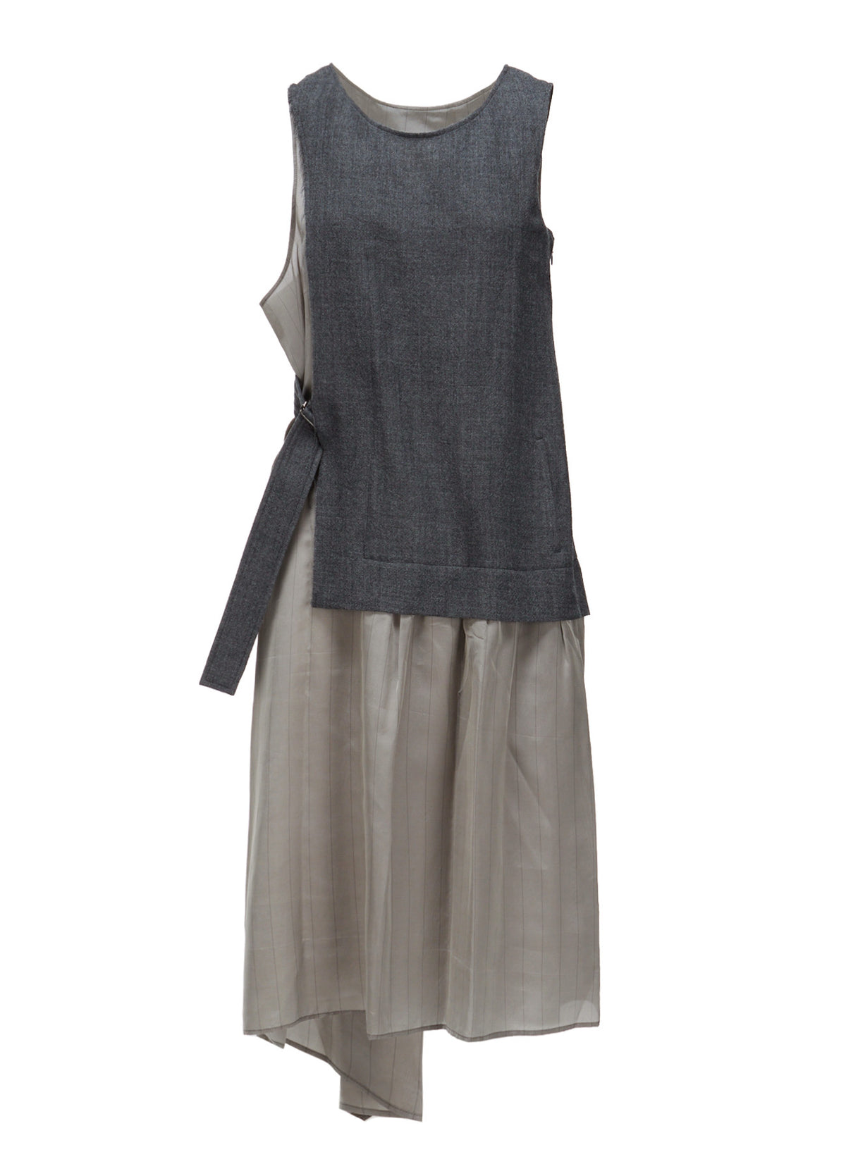 WOOL VIYELLA COMBINATION SLEEVELESS DRESS