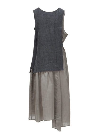 WOOL VIYELLA COMBINATION SLEEVELESS DRESS