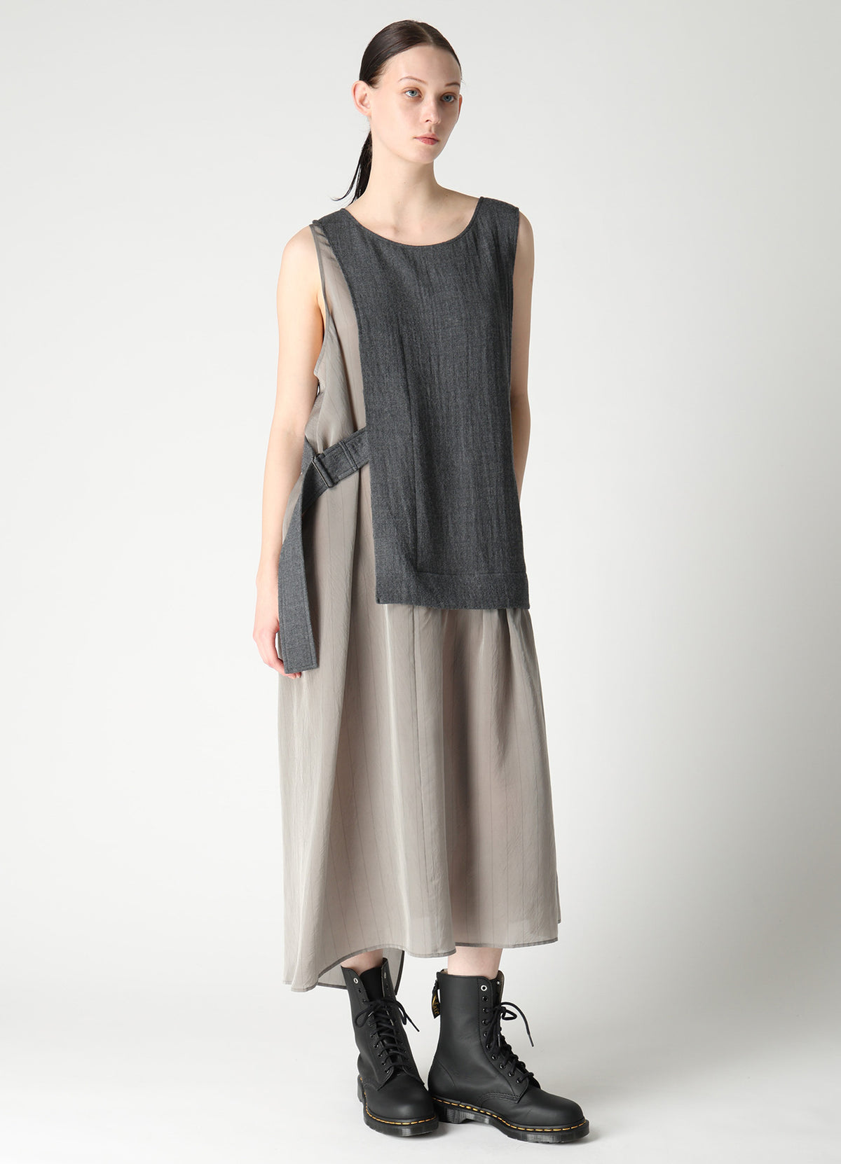 WOOL VIYELLA COMBINATION SLEEVELESS DRESS
