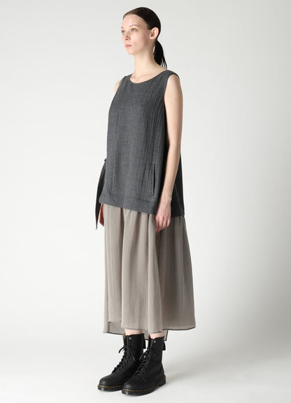 WOOL VIYELLA COMBINATION SLEEVELESS DRESS
