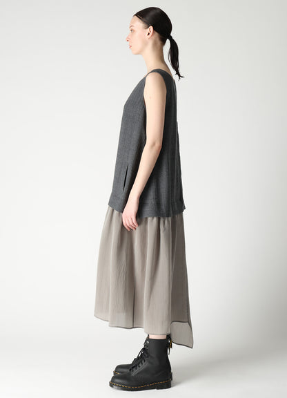WOOL VIYELLA COMBINATION SLEEVELESS DRESS