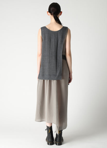 WOOL VIYELLA COMBINATION SLEEVELESS DRESS