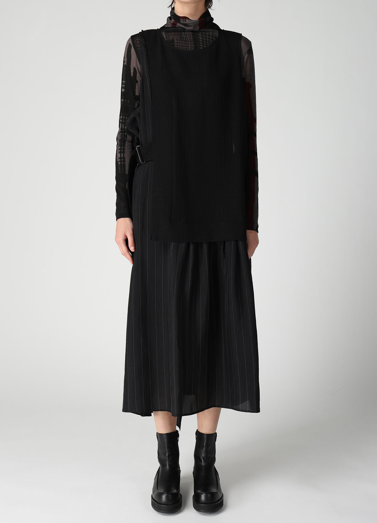WOOL VIYELLA COMBINATION SLEEVELESS DRESS