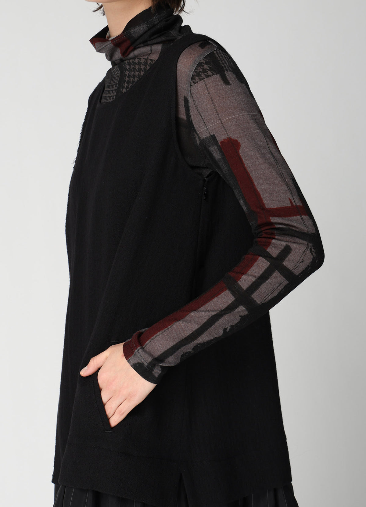 WOOL VIYELLA COMBINATION SLEEVELESS DRESS