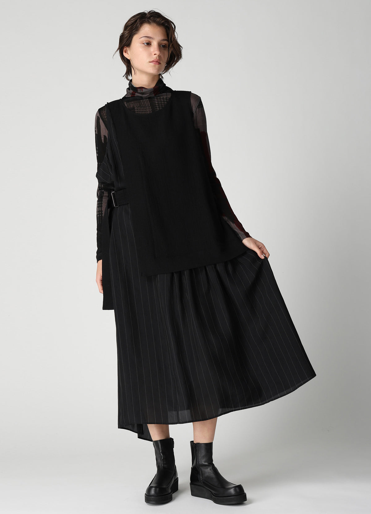 WOOL VIYELLA COMBINATION SLEEVELESS DRESS