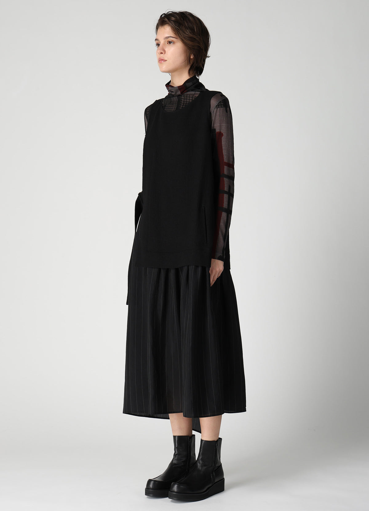 WOOL VIYELLA COMBINATION SLEEVELESS DRESS