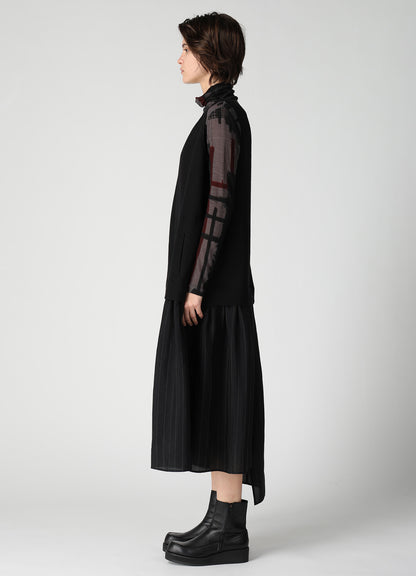 WOOL VIYELLA COMBINATION SLEEVELESS DRESS