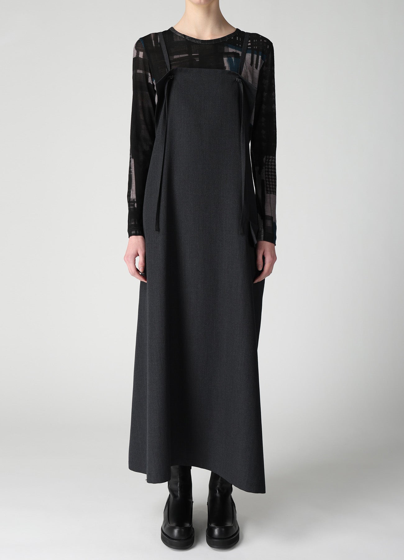 WOOL GABARDINE SIDE FLAP DRESS