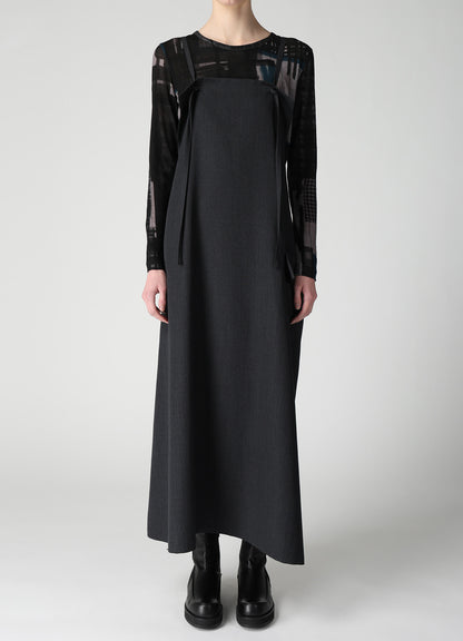 WOOL GABARDINE SIDE FLAP DRESS
