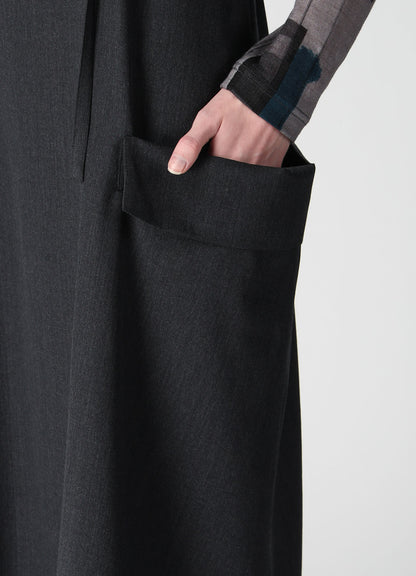 WOOL GABARDINE SIDE FLAP DRESS