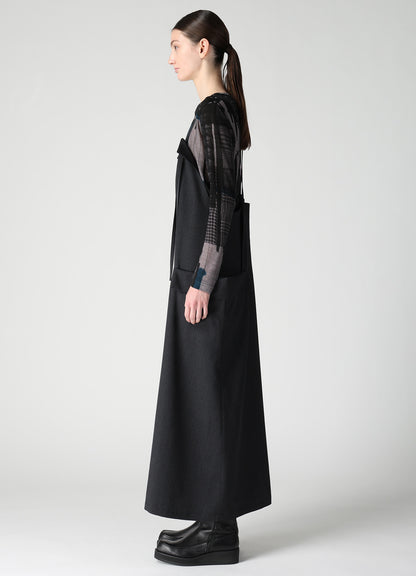 WOOL GABARDINE SIDE FLAP DRESS
