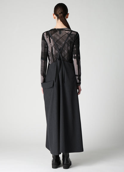 WOOL GABARDINE SIDE FLAP DRESS