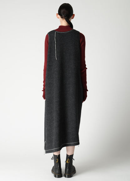 LIGHT SHAGGY BIG STITCH SLEEVELESS DRESS