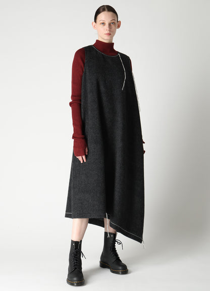 LIGHT SHAGGY BIG STITCH SLEEVELESS DRESS