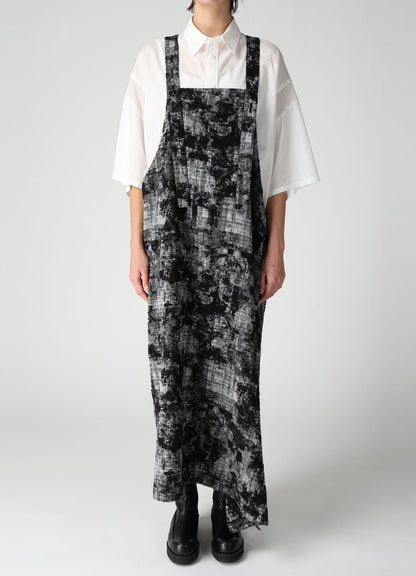 MOHAIR FADED PLAID JACQUARD SHOULDER STRAP DRESS