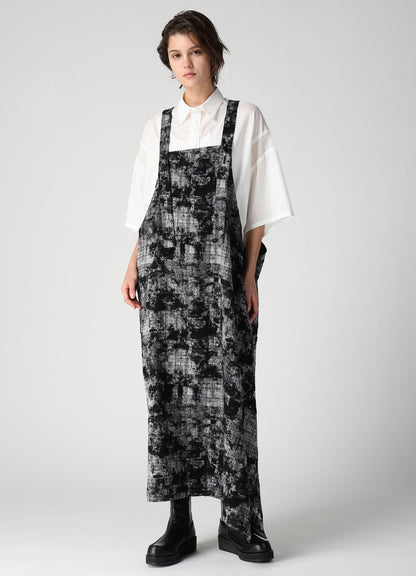 MOHAIR FADED PLAID JACQUARD SHOULDER STRAP DRESS