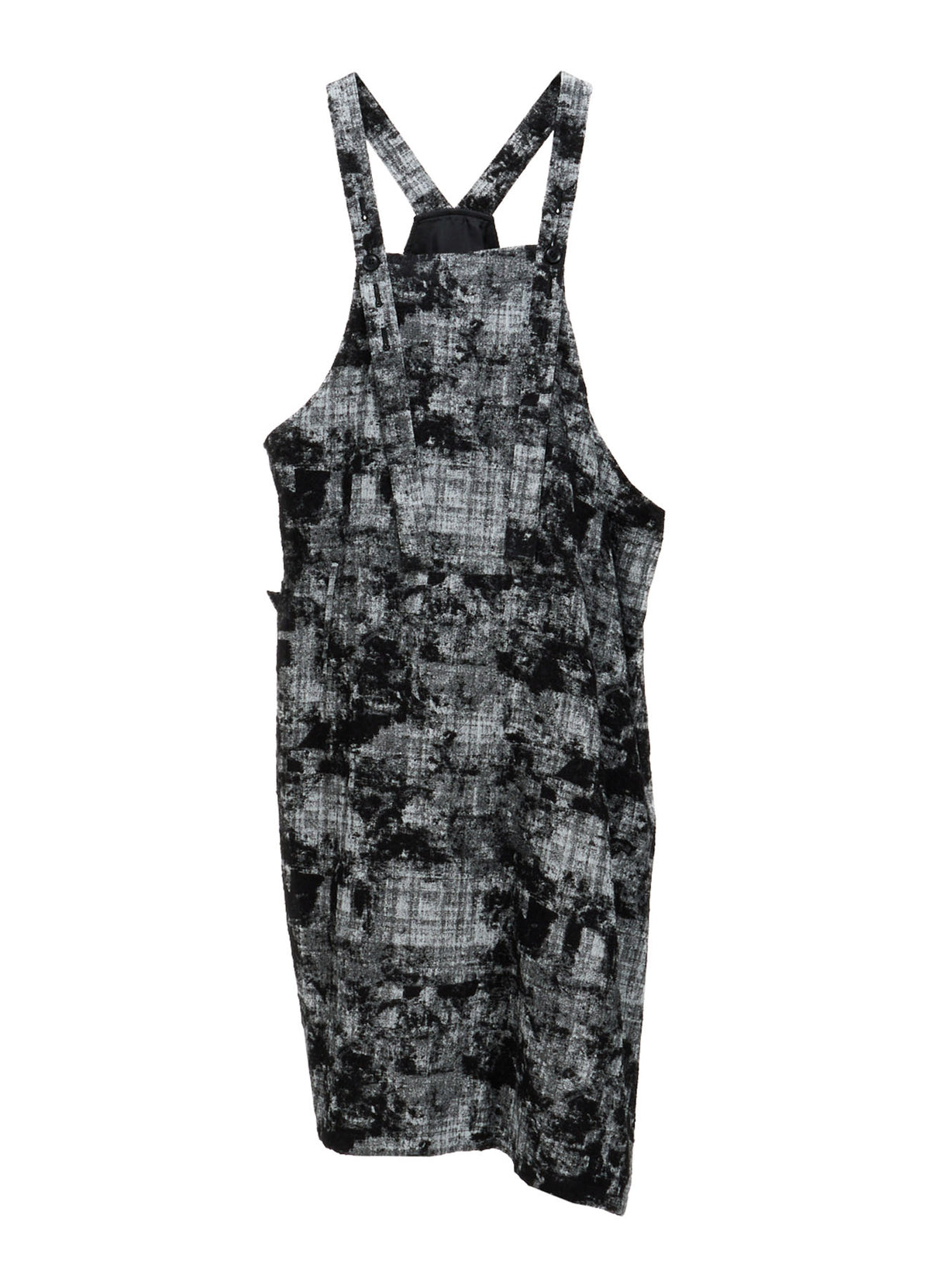 MOHAIR FADED PLAID JACQUARD SHOULDER STRAP DRESS