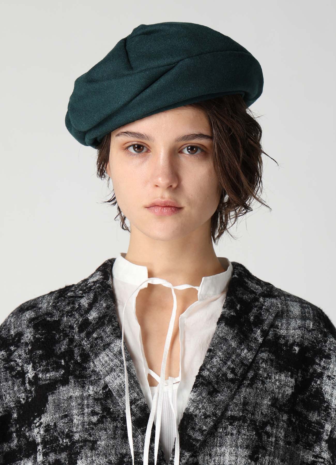 WOOL FLANNEL GATHERED BERET