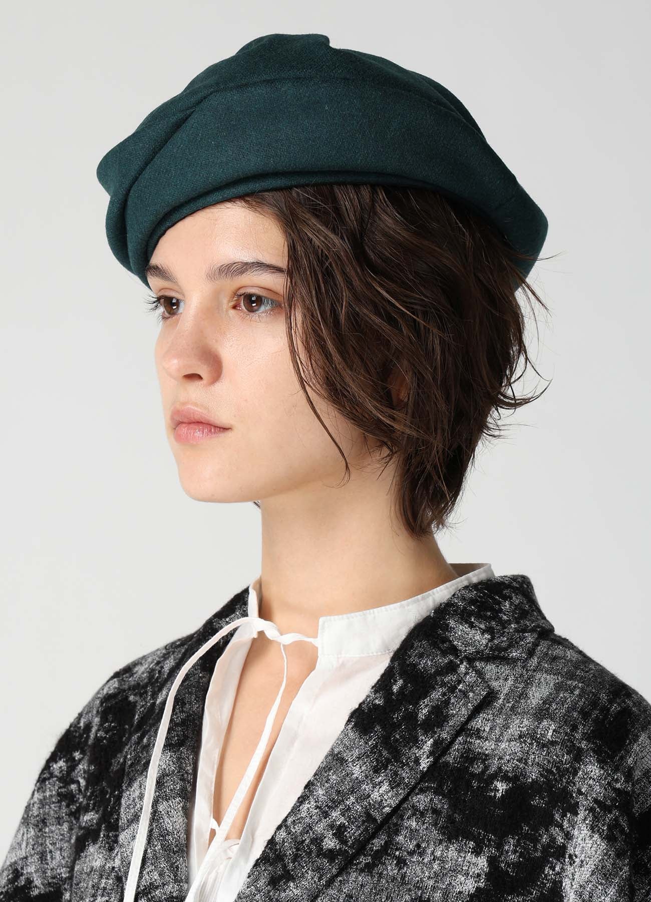 WOOL FLANNEL GATHERED BERET