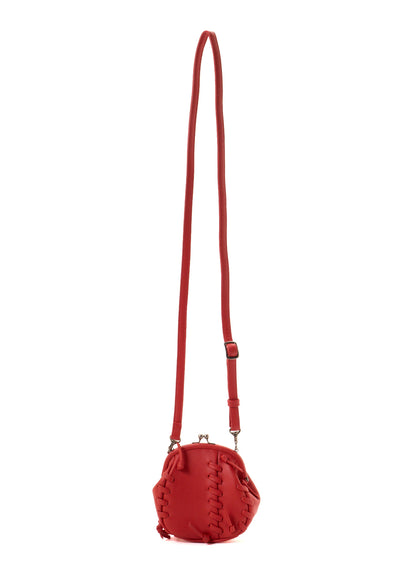 SEMI GLOSS LEATHER LACE UP SHOULDER BAG