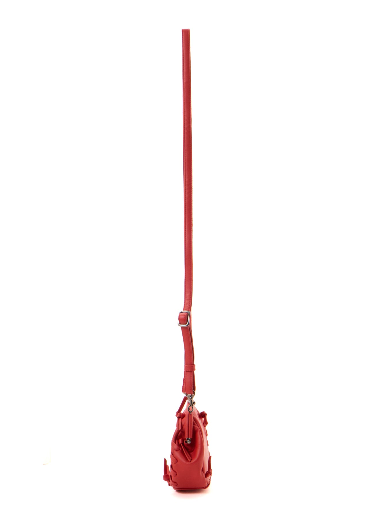 SEMI GLOSS LEATHER LACE UP SHOULDER BAG