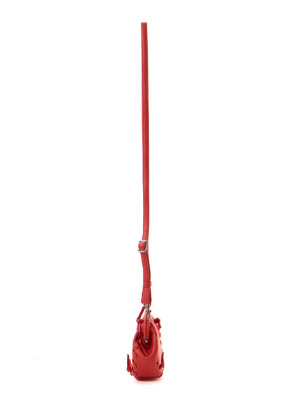 SEMI GLOSS LEATHER LACE UP SHOULDER BAG