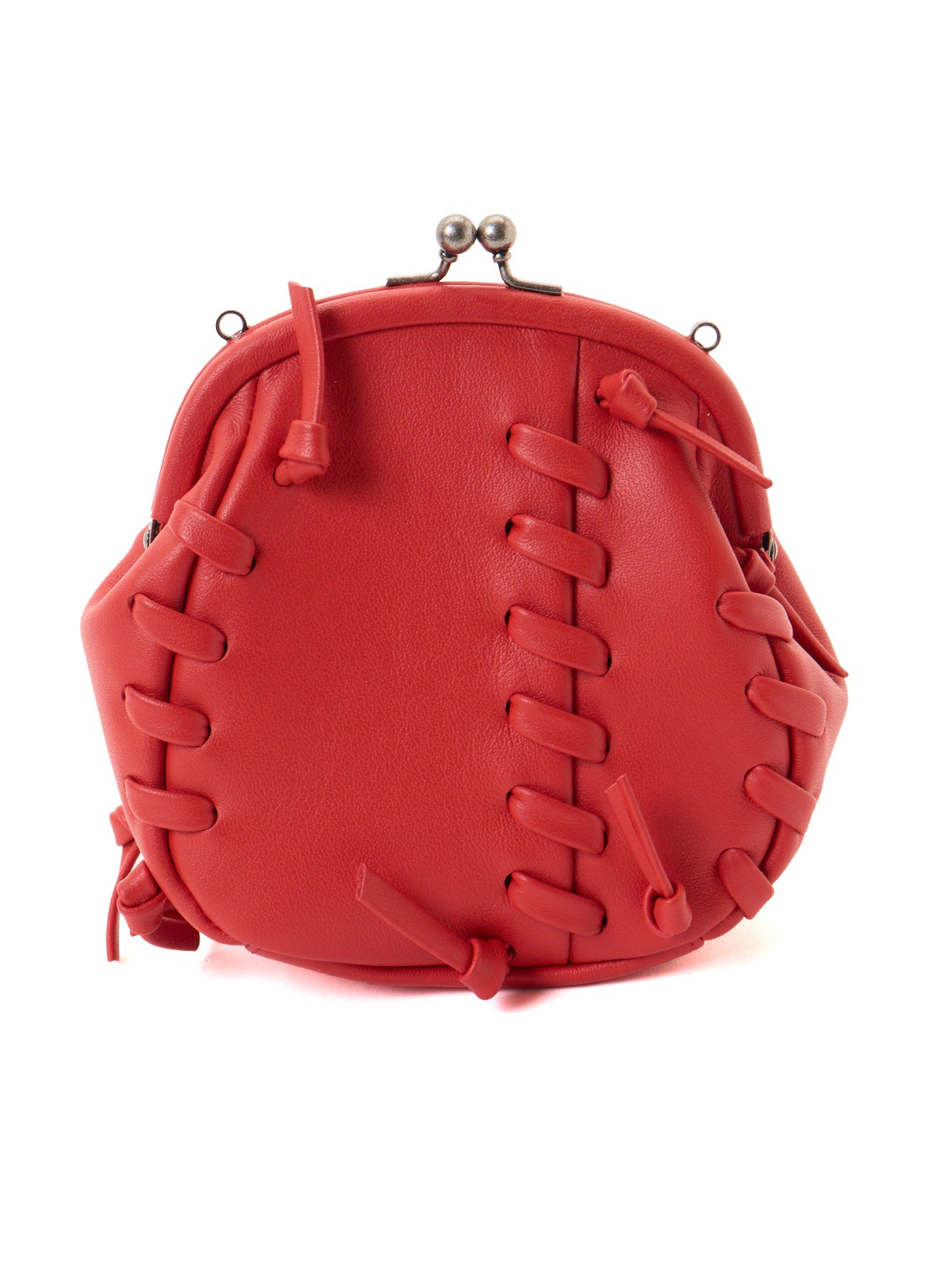 SEMI GLOSS LEATHER LACE UP SHOULDER BAG