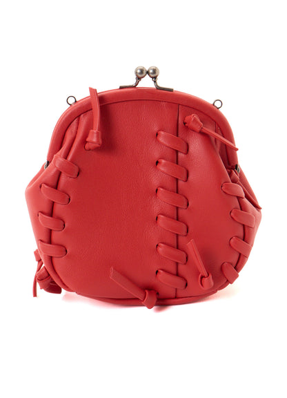 SEMI GLOSS LEATHER LACE UP SHOULDER BAG