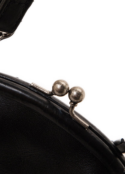 SEMI GLOSS LEATHER LACE UP SHOULDER BAG
