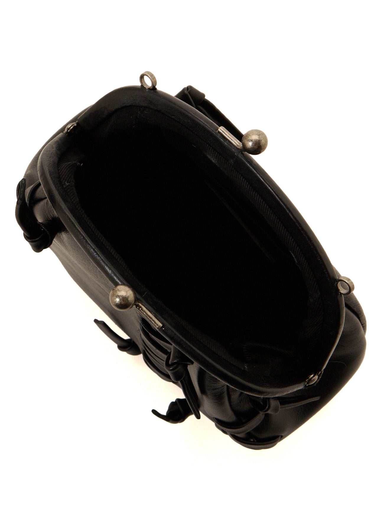 SEMI GLOSS LEATHER LACE UP SHOULDER BAG