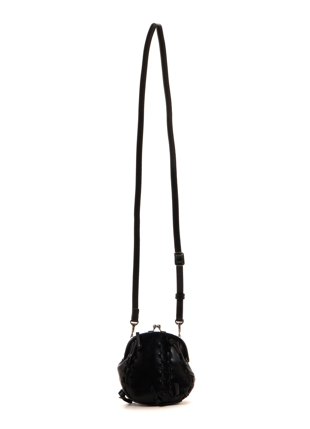 SEMI GLOSS LEATHER LACE UP SHOULDER BAG