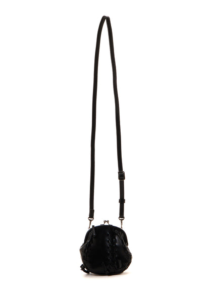 SEMI GLOSS LEATHER LACE UP SHOULDER BAG