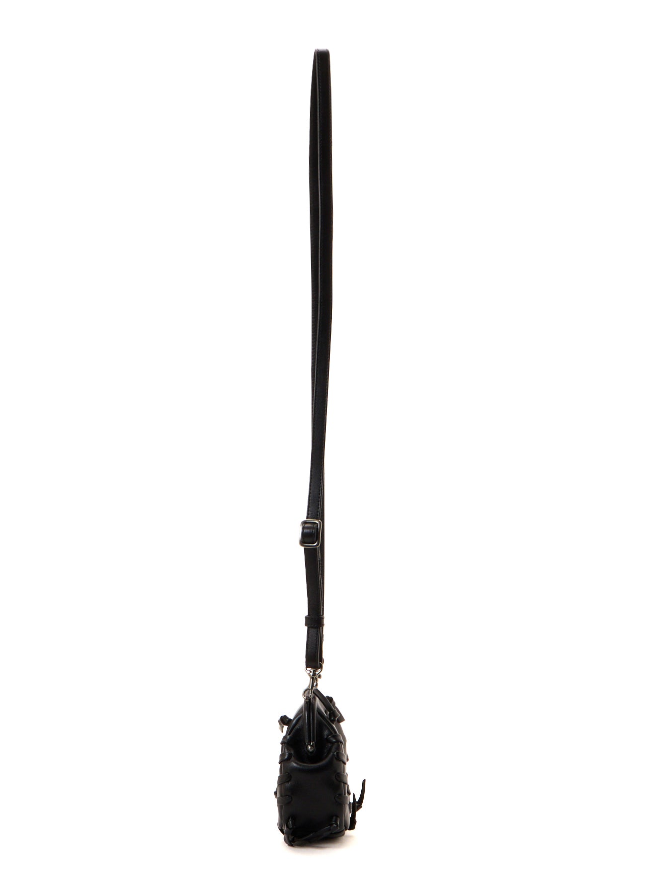 SEMI GLOSS LEATHER LACE UP SHOULDER BAG