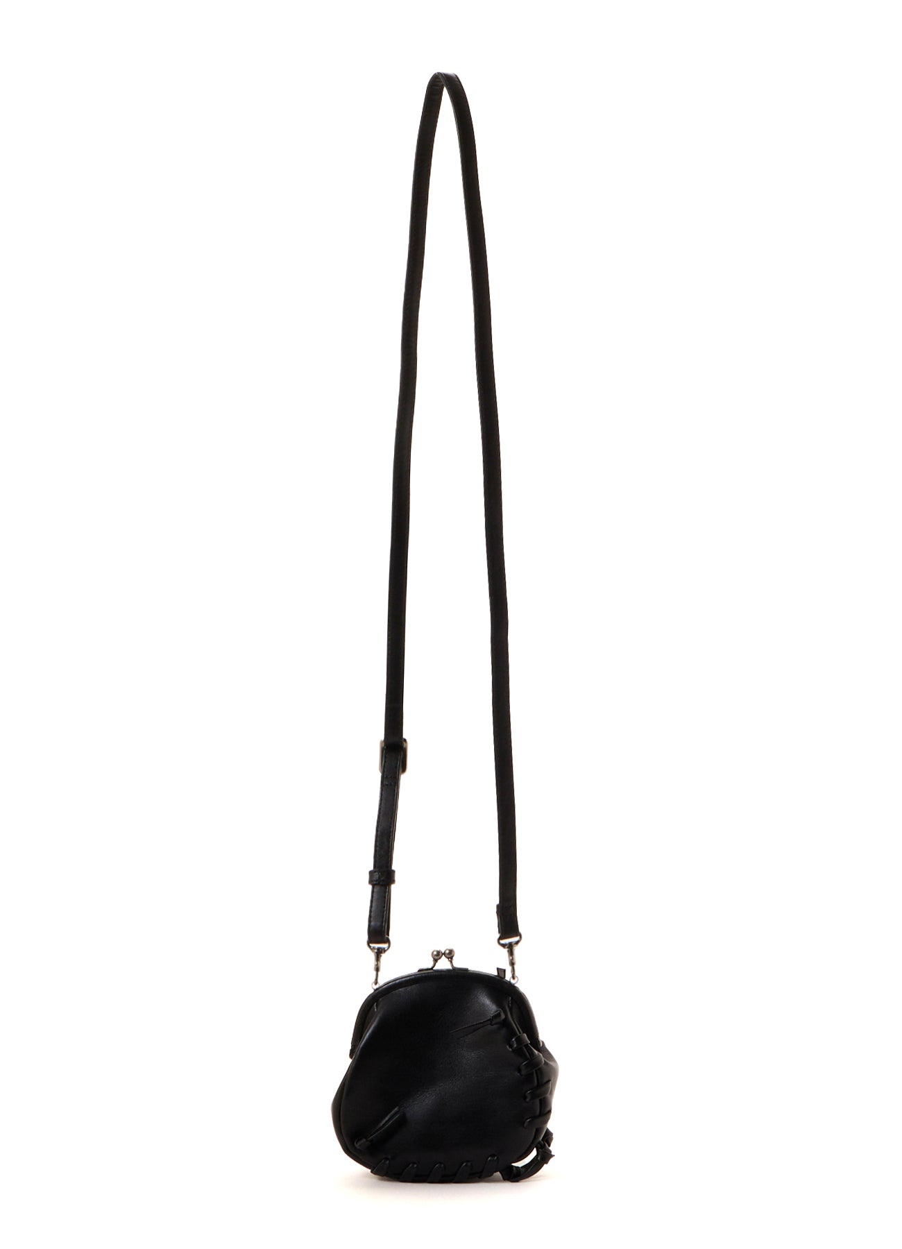 SEMI GLOSS LEATHER LACE UP SHOULDER BAG