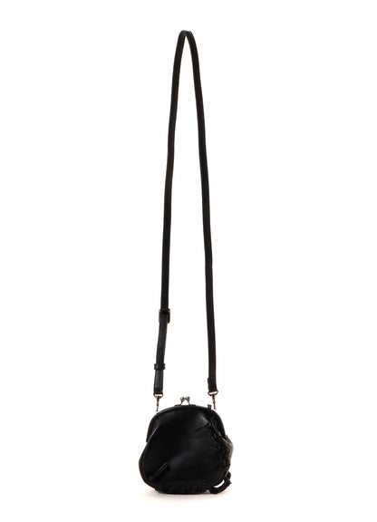 SEMI GLOSS LEATHER LACE UP SHOULDER BAG