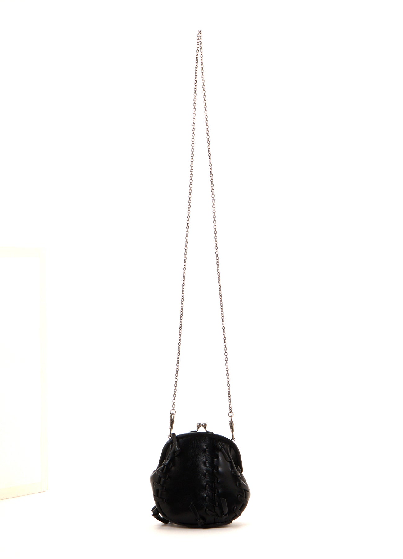 SEMI GLOSS LEATHER LACE UP SHOULDER BAG