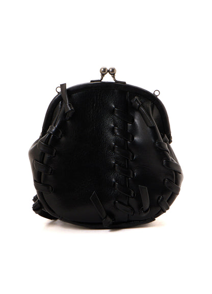 SEMI GLOSS LEATHER LACE UP SHOULDER BAG
