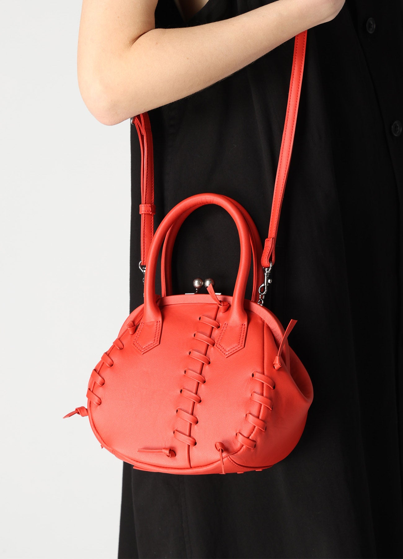 SEMI GLOSS LEATHER LACE UP BAG