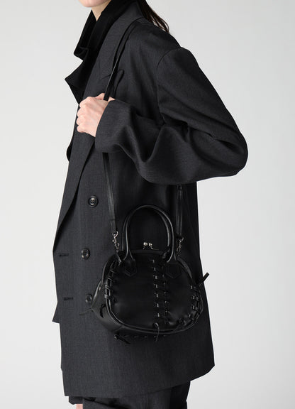 SEMI GLOSS LEATHER LACE UP BAG