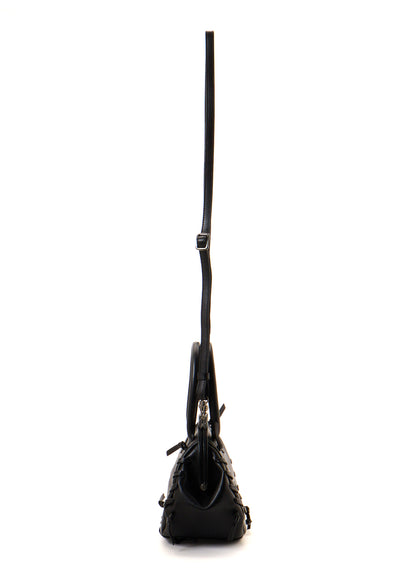 SEMI GLOSS LEATHER LACE UP BAG