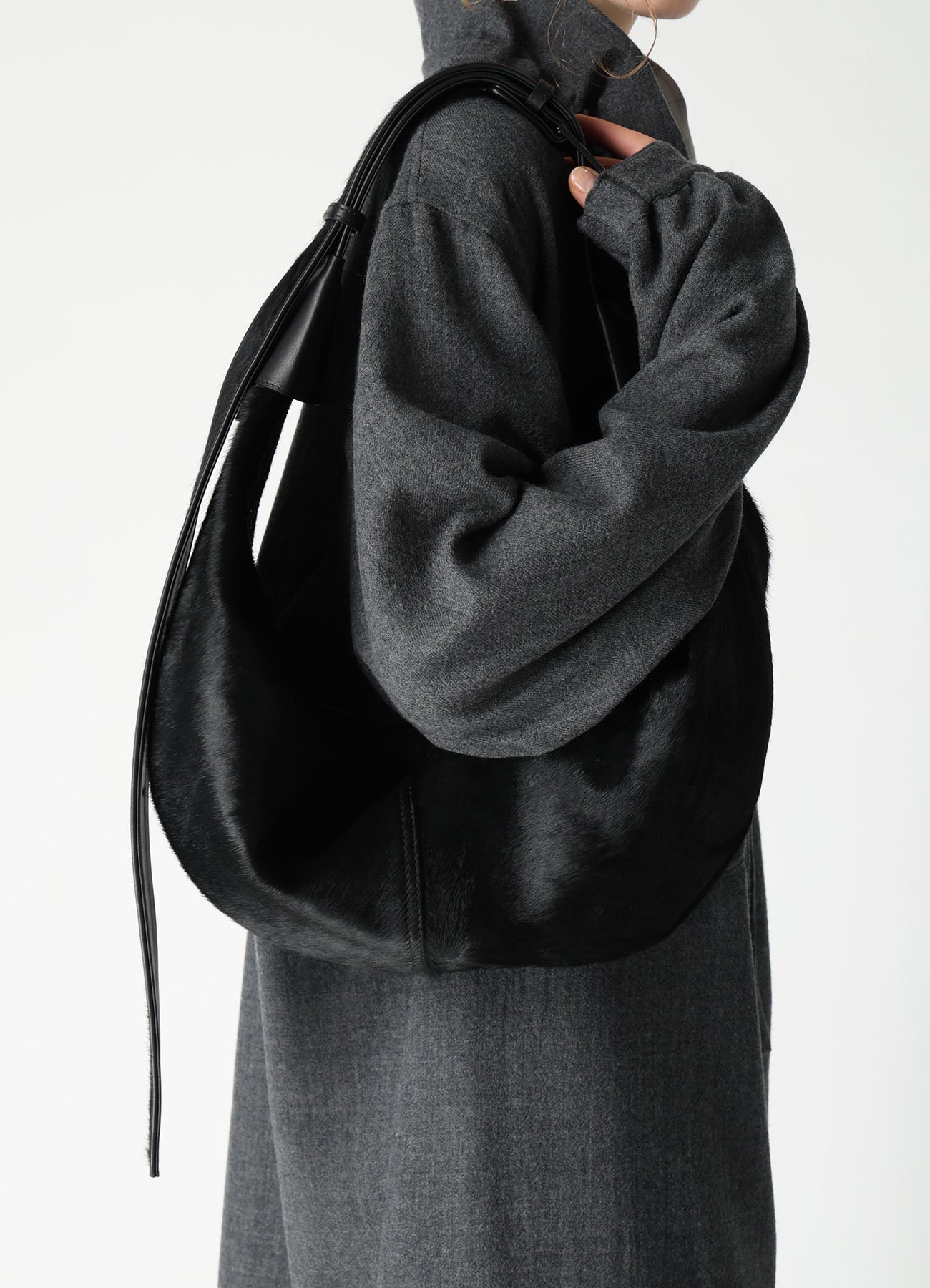 COW LEATHER BANANA SHAPE BAG