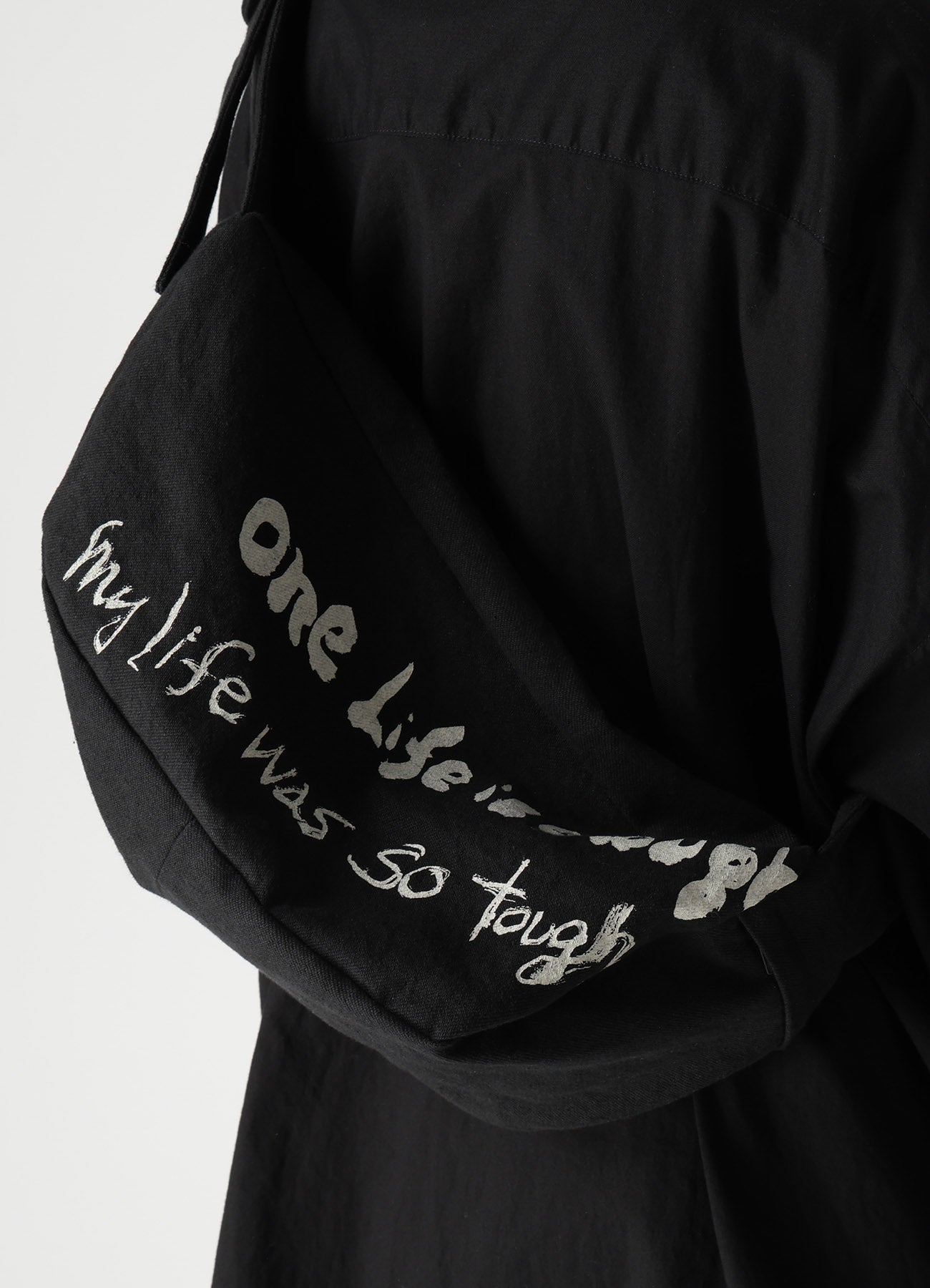 "ONE LIFE" COTTON/LINEN GABARDINE BOX SHOULDER BAG