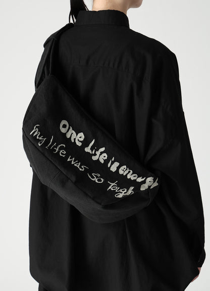 "ONE LIFE" COTTON/LINEN GABARDINE BOX SHOULDER BAG