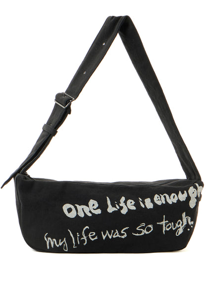 "ONE LIFE" COTTON/LINEN GABARDINE BOX SHOULDER BAG