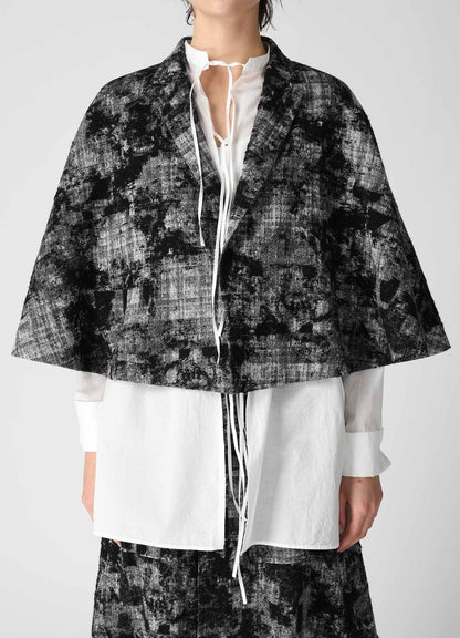 MOHAIR FADED PLAID JACQUARD TAILORED CAPE
