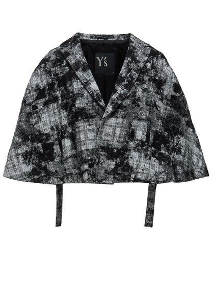 MOHAIR FADED PLAID JACQUARD TAILORED CAPE