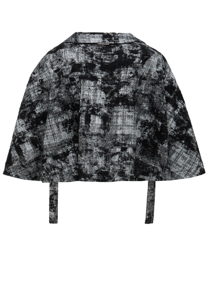 MOHAIR FADED PLAID JACQUARD TAILORED CAPE
