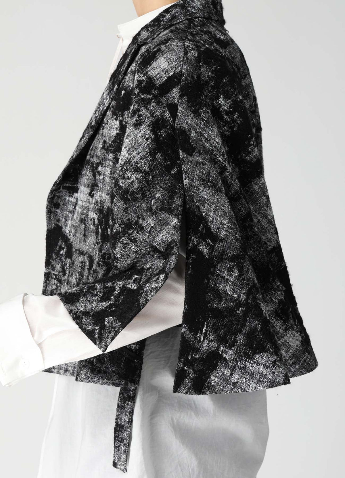 MOHAIR FADED PLAID JACQUARD TAILORED CAPE