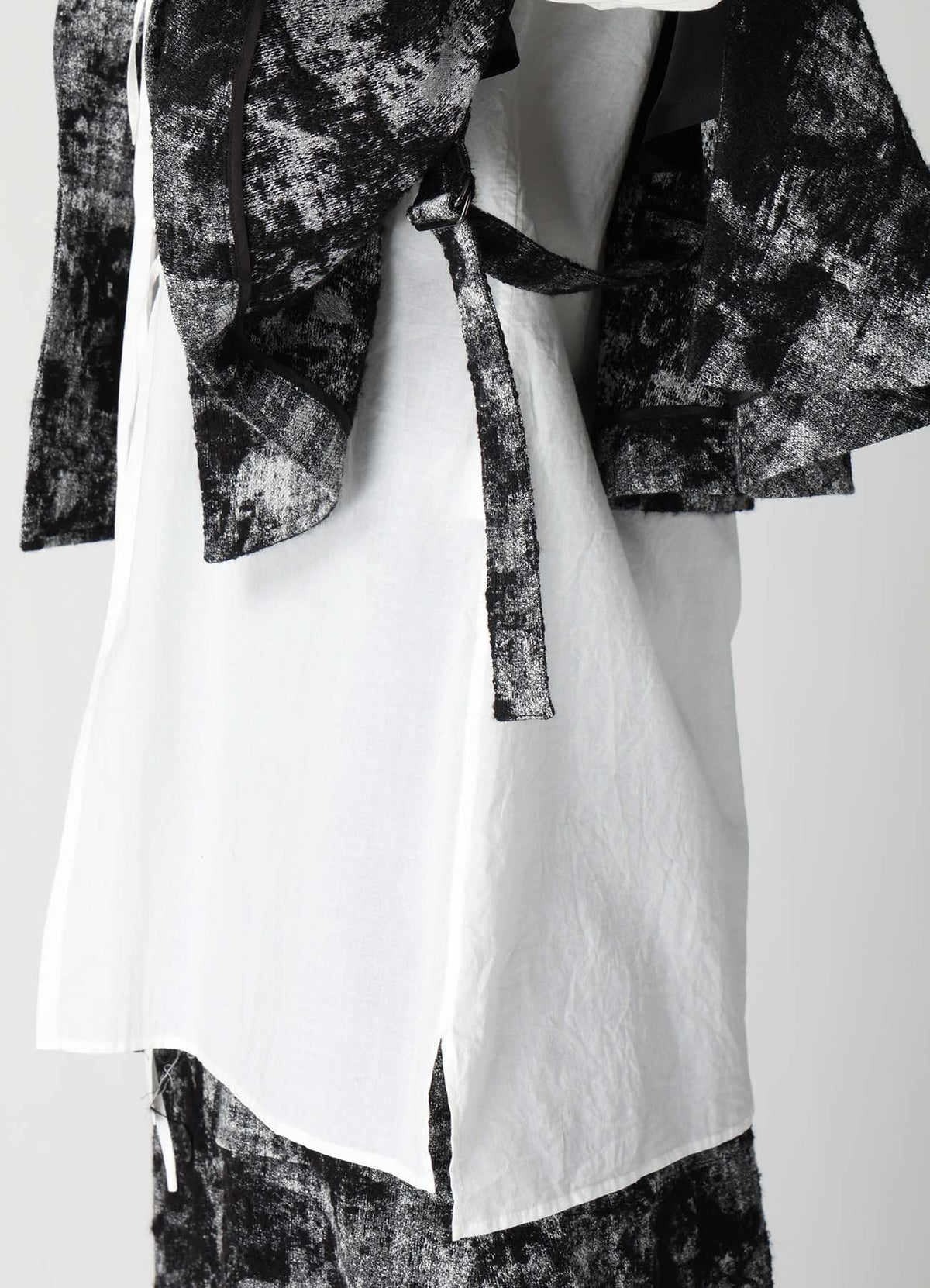 MOHAIR FADED PLAID JACQUARD TAILORED CAPE